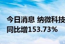 今日消息 纳微科技：上半年净利润1.65亿元 同比增153.73%