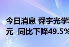 今日消息 舜宇光学科技上半年净利润13.58亿元  同比下降49.5%