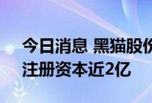 今日消息 黑猫股份成立纳米材料科技公司，注册资本近2亿