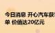 今日消息 开心汽车获5000辆新能源车意向订单 价值达20亿元