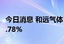 今日消息 和远气体：交投佰仕德拟减持不超3.78%