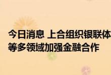 今日消息 上合组织银联体将在基础设施互联互通、绿色低碳等多领域加强金融合作