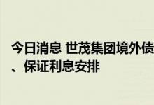 今日消息 世茂集团境外债务初步重组方案出炉：不削减本金、保证利息安排