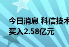 今日消息 科信技术今日涨15.86% 四机构净买入2.58亿元