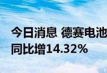 今日消息 德赛电池：上半年净利润3.07亿元 同比增14.32%