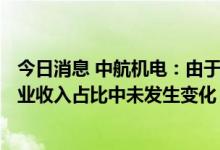 今日消息 中航机电：由于C919尚未交付 民机产品在公司营业收入占比中未发生变化