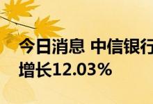 今日消息 中信银行：上半年实现净利润同比增长12.03%