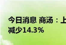 今日消息 商汤：上半年收入14.15亿元 同比减少14.3%