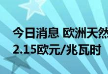 今日消息 欧洲天然气期货收于纪录高位的292.15欧元/兆瓦时