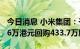 今日消息 小米集团：于8月25日耗资约4980.6万港元回购433.7万股