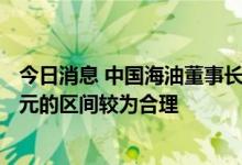 今日消息 中国海油董事长汪东进：国际油价在每桶60-80美元的区间较为合理