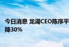 今日消息 龙湖CEO陈序平：预计全年商品房成交规模同比下降30%