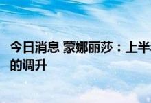 今日消息 蒙娜丽莎：上半年对部分价格低的产品做了5-10%的调升