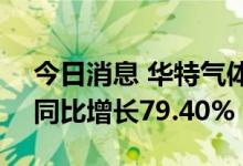 今日消息 华特气体：上半年净利1.18亿元，同比增长79.40%