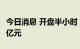 今日消息 开盘半小时 沪深两市成交额达2872亿元