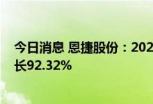 今日消息 恩捷股份：2022年上半年净利20.2亿元，同比增长92.32%