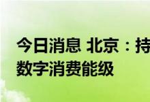 今日消息 北京：持续繁荣首店首发经济 提升数字消费能级