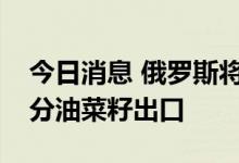 今日消息 俄罗斯将延长大豆出口税，禁止部分油菜籽出口