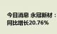 今日消息 永冠新材：上半年净利1.58亿元，同比增长20.76%