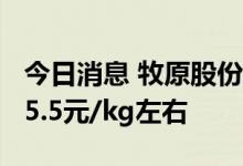 今日消息 牧原股份：现阶段品猪完全成本在15.5元/kg左右