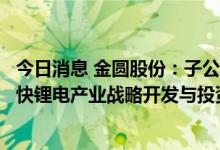 今日消息 金圆股份：子公司与阿根廷卡塔玛卡省政府签署加快锂电产业战略开发与投资建设合作协议书