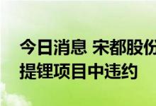 今日消息 宋都股份回复监管函：否认在盐湖提锂项目中违约