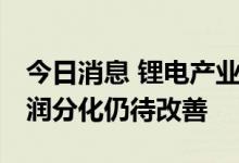 今日消息 锂电产业链延续高景气度 上下游利润分化仍待改善