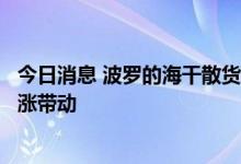 今日消息 波罗的海干散货运价指数反弹，受海岬型船运价大涨带动