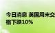 今日消息 英国周末交付的天然气批发合同价格下跌10%