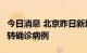 今日消息 北京昨日新增1例本土无症状感染者转确诊病例