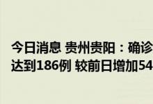 今日消息 贵州贵阳：确诊、初筛及复核阳性等各类病例累计达到186例 较前日增加54例