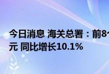 今日消息 海关总署：前8个月我国外贸进出口总值27.3万亿元 同比增长10.1%