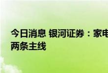 今日消息 银河证券：家电行业负面因素逐步消除 建议关注两条主线