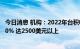 今日消息 机构：2022年台积电的单位晶圆资本支出将增长20% 达2500美元以上