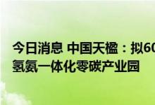 今日消息 中国天楹：拟600亿元共同投建千万千瓦级风光储氢氨一体化零碳产业园