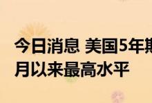 今日消息 美国5年期国债收益率升至2019年1月以来最高水平