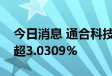 今日消息 通合科技：多名股东拟合计减持不超3.0309%