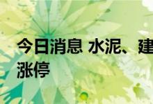 今日消息 水泥、建材板块异动拉升 中材国际涨停