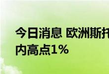 今日消息 欧洲斯托克600指数扩大涨幅至日内高点1%