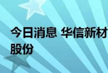 今日消息 华信新材：徐州华诚拟减持不超2%股份