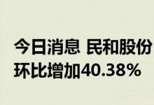 今日消息 民和股份：8月商品代鸡苗销售收入环比增加40.38%