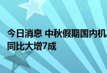 今日消息 中秋假期国内机票平均支付价格为624元 民宿订单同比大增7成