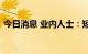 今日消息 业内人士：短期看金价将震荡筑底