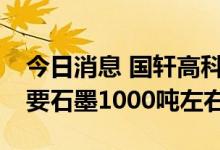 今日消息 国轩高科：生产1GWh动力电池需要石墨1000吨左右