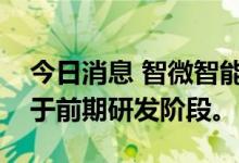 今日消息 智微智能：公司机器人产品目前处于前期研发阶段。