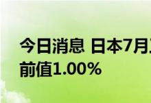 今日消息 日本7月工业产出月率终值 0.8%，前值1.00%