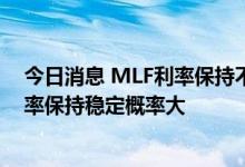 今日消息 MLF利率保持不变 分析师：预示本月LPR报价利率保持稳定概率大