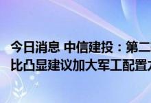 今日消息 中信建投：第二轮产能扩张有望提前到来，高性价比凸显建议加大军工配置力度