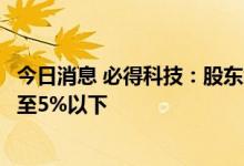 今日消息 必得科技：股东江阴联成投资企业有限合伙持股降至5%以下