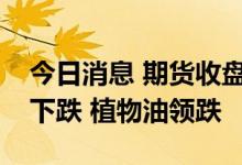 今日消息 期货收盘：国内期货夜盘收盘普遍下跌 植物油领跌